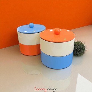 Hộp sơn mài 2 tầng tròn size XS các màu  D9*H7,8 cm